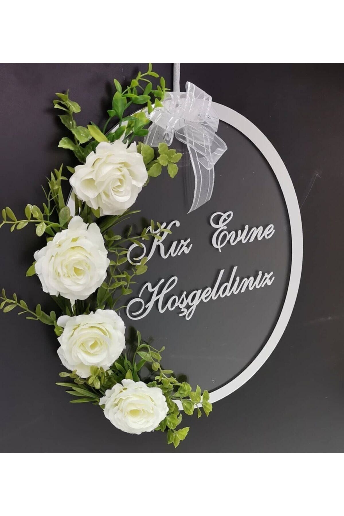 Şeffaf Pleksili Kız Evi Naz Evi Hoşgeldiniz Kapı Süsü 28 Santim Ölçüde