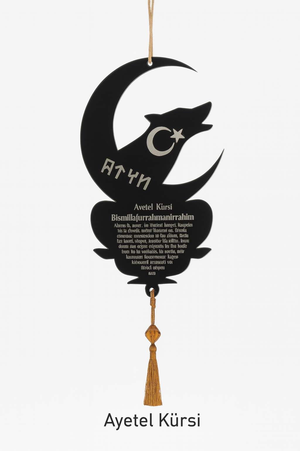 Pleksi Araba Süsü Güktürkçe Türk Bozkurt Ve Ayet-el Kürsi