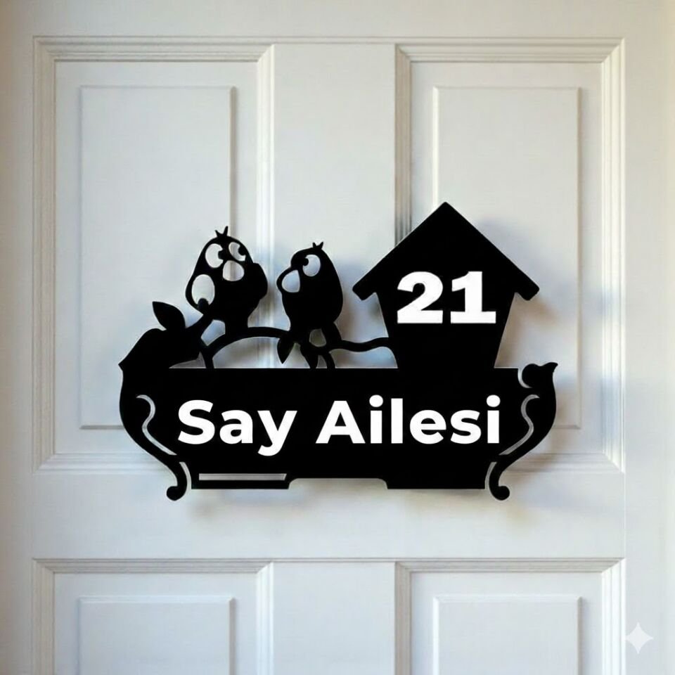 Kişiye Özel Kuş Dalı Şeklinde Kapı Süsü Kapı Aksesuarı