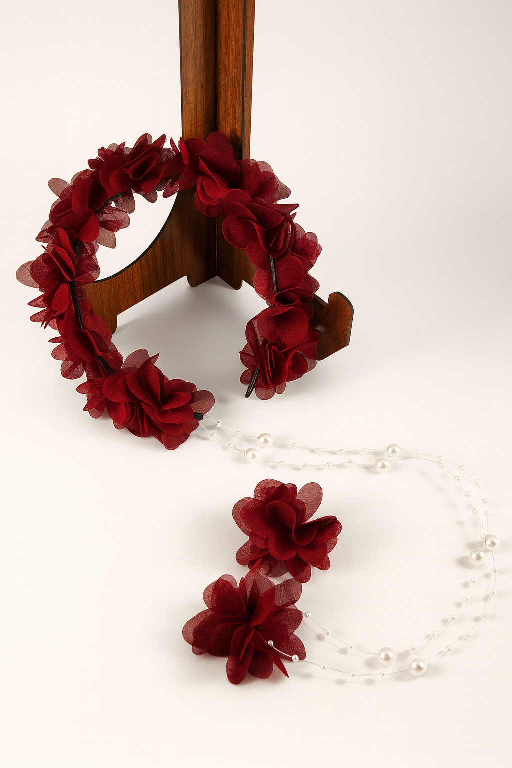 Kına Tacı Gelin Tacı Nedime Tacı Lazer Güllü Incili Tac Bordo