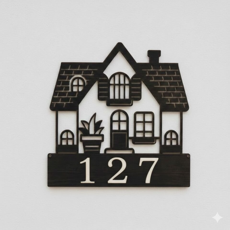 Modern Ev Numarası Tabelası Kişiselleştirilmiş Ev Kapı Numarası Kapı Süsü