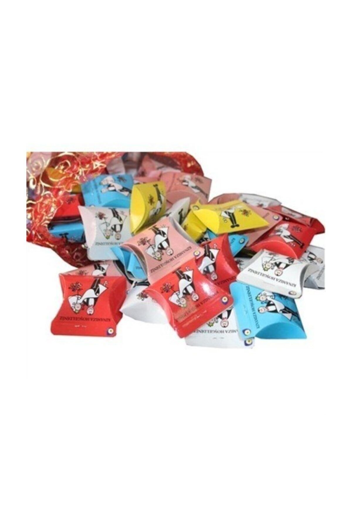 Kına Gecesi Renkli Gelin Damat Kutulu 100'lü Kına Malzemeleri