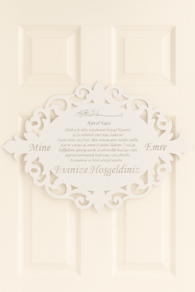 Kişiye Özel Mdf Lazer Kesim Kapı Süsü (AYET-EL KÜRSİ)