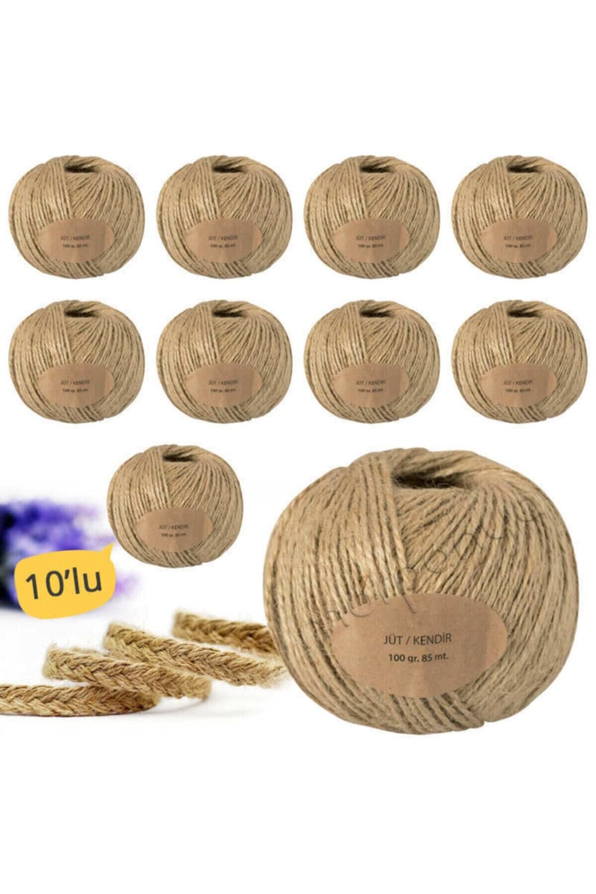Jut Hasır Ip Kınnap Kendir Ipi 100 Gr 85 Metre 10 Adet Jüt Ip Krem