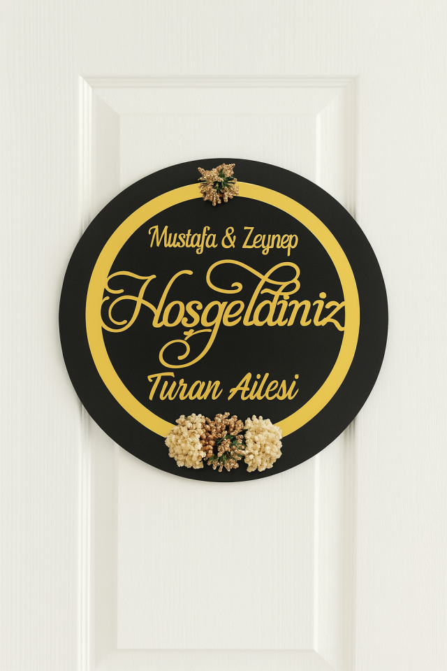 Aynalı Pleksi Kapı Süsü İsimli Kapı Süsü Duvar Dekoru Kişiye Özel Kapı Süsü