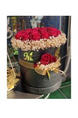 Silindir Kutuda Gerçek Görünümlü Yapay Kadife Gül Kız Isteme Buketi
