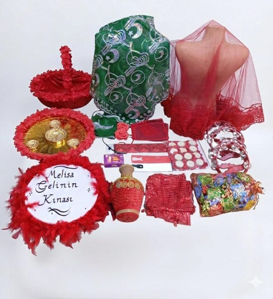 Kına Gecesi Kına Malzemesi Gelin Tefli Duvaklı Kına Seti