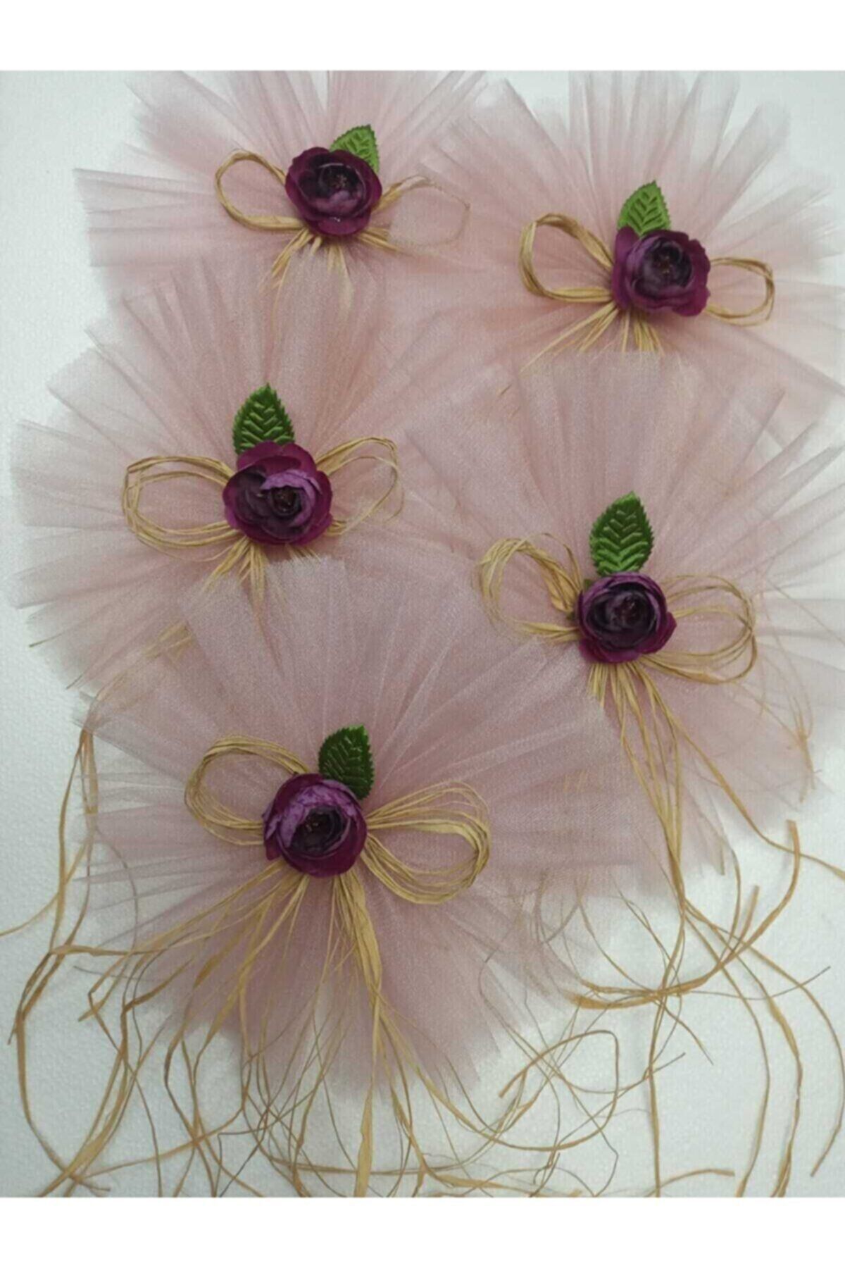 Pudra Pembe Gelin Bohça Süsü 5 Adet