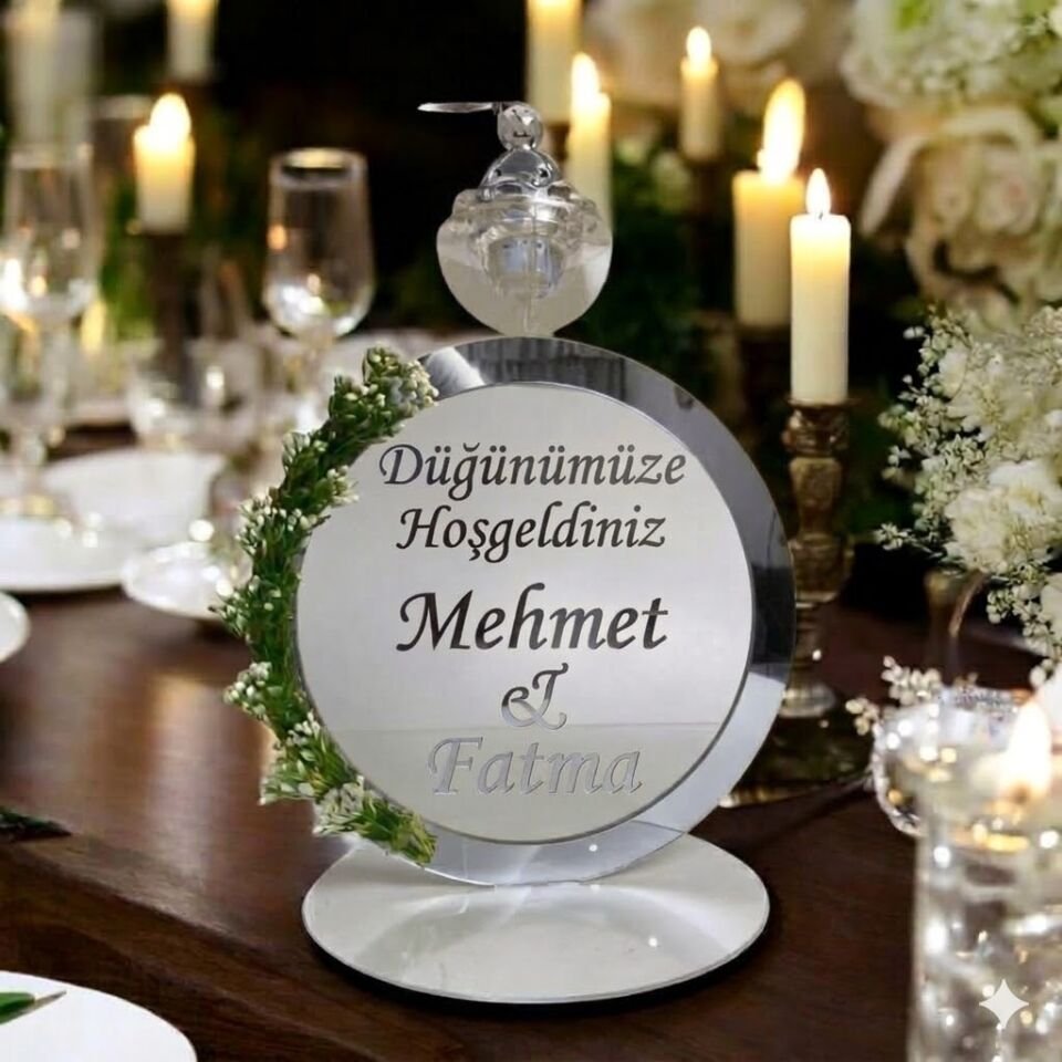 Kişiye Özel Düğünümüze Hoş Geldiniz Kapı Süsü İsimli Gümüş