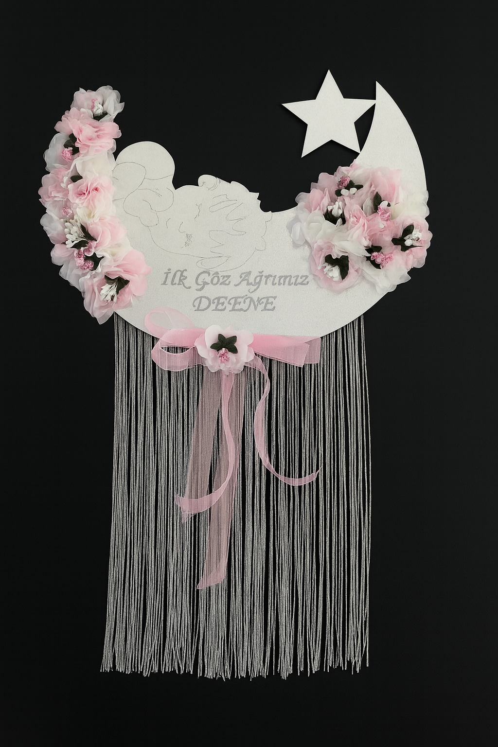 Hoşgeldin Bebeğim Özel Tasarım Kapı Süsü Pembe