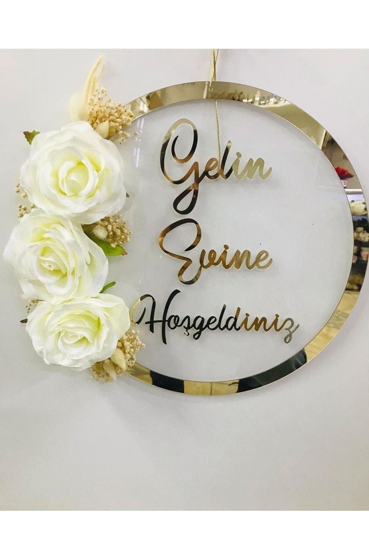 Gelin Veya Damat Evine Hoşgeldiniz Kapı Süsü Duvar Süsü Masa Dekoru 28 Santim Gelin