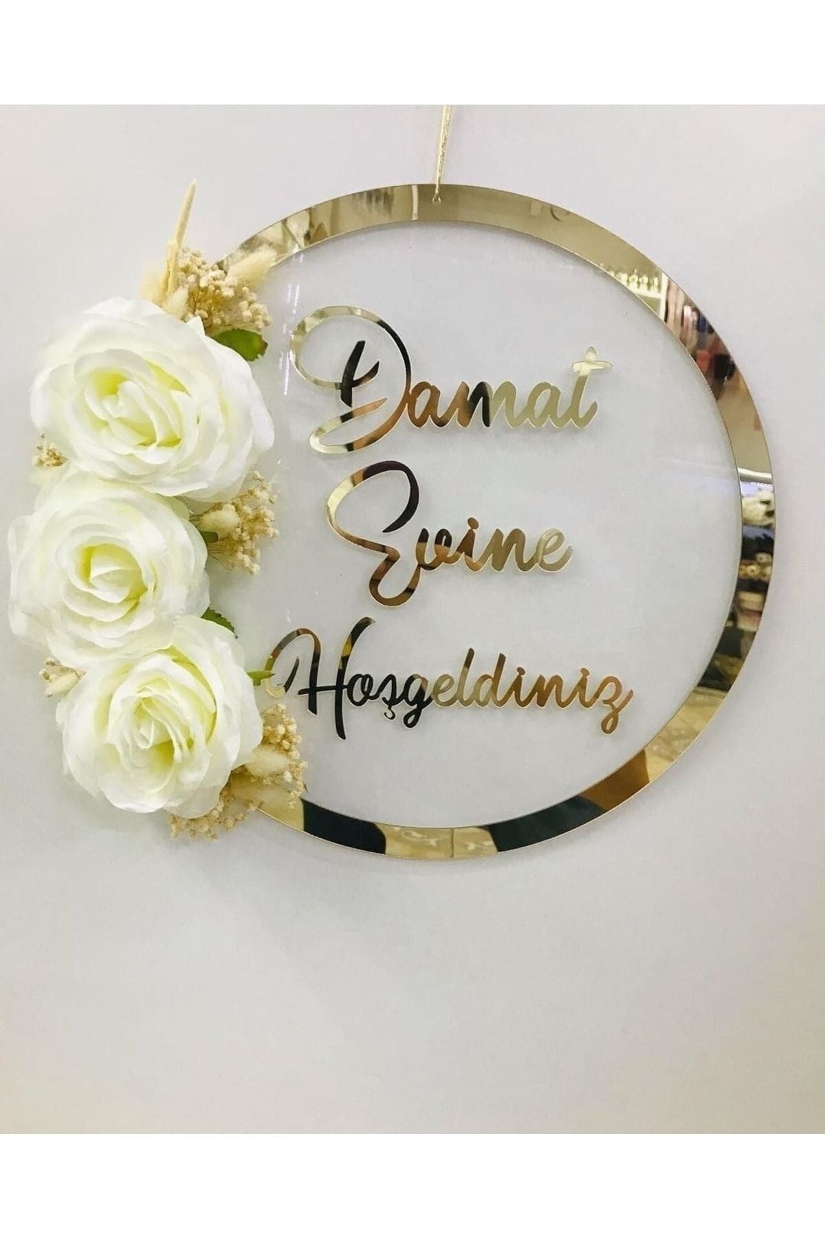 Gelin Veya Damat Evine Hoşgeldiniz Kapı Süsü Duvar Süsü Masa Dekoru 28 Santim Damat