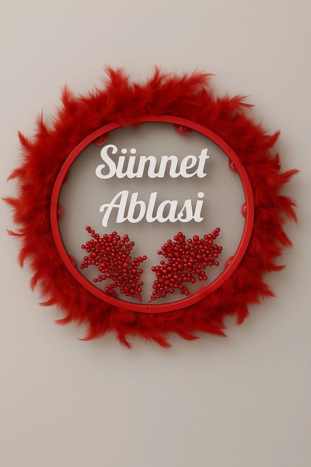 Tüylerle Süslenmiş Sünnet Tefi Vurmalı Çalgı Def Müzik Aleti Sünnet Ablası Tefi Sünnet Kınası Tefi Bordo