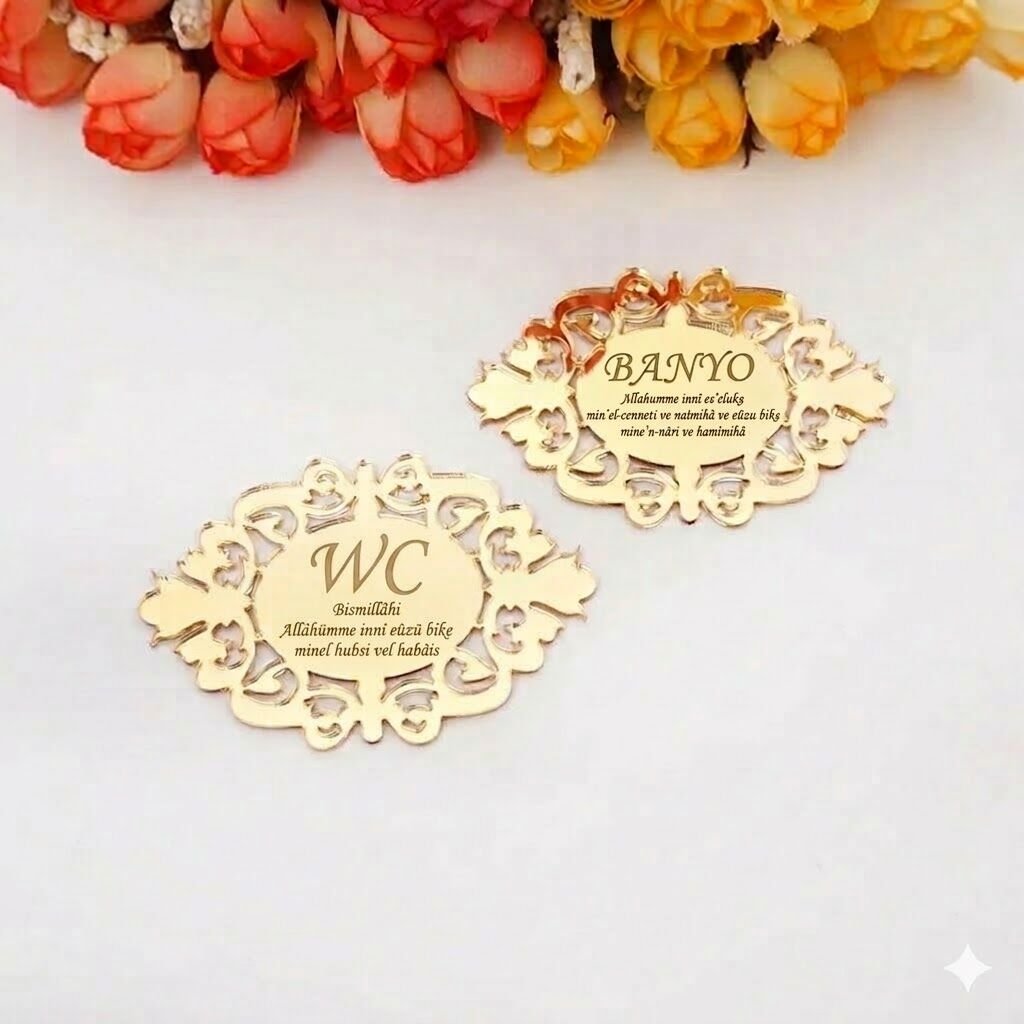 Wc Banyo Yazılı Dualı Kapı Süsü 2'li
