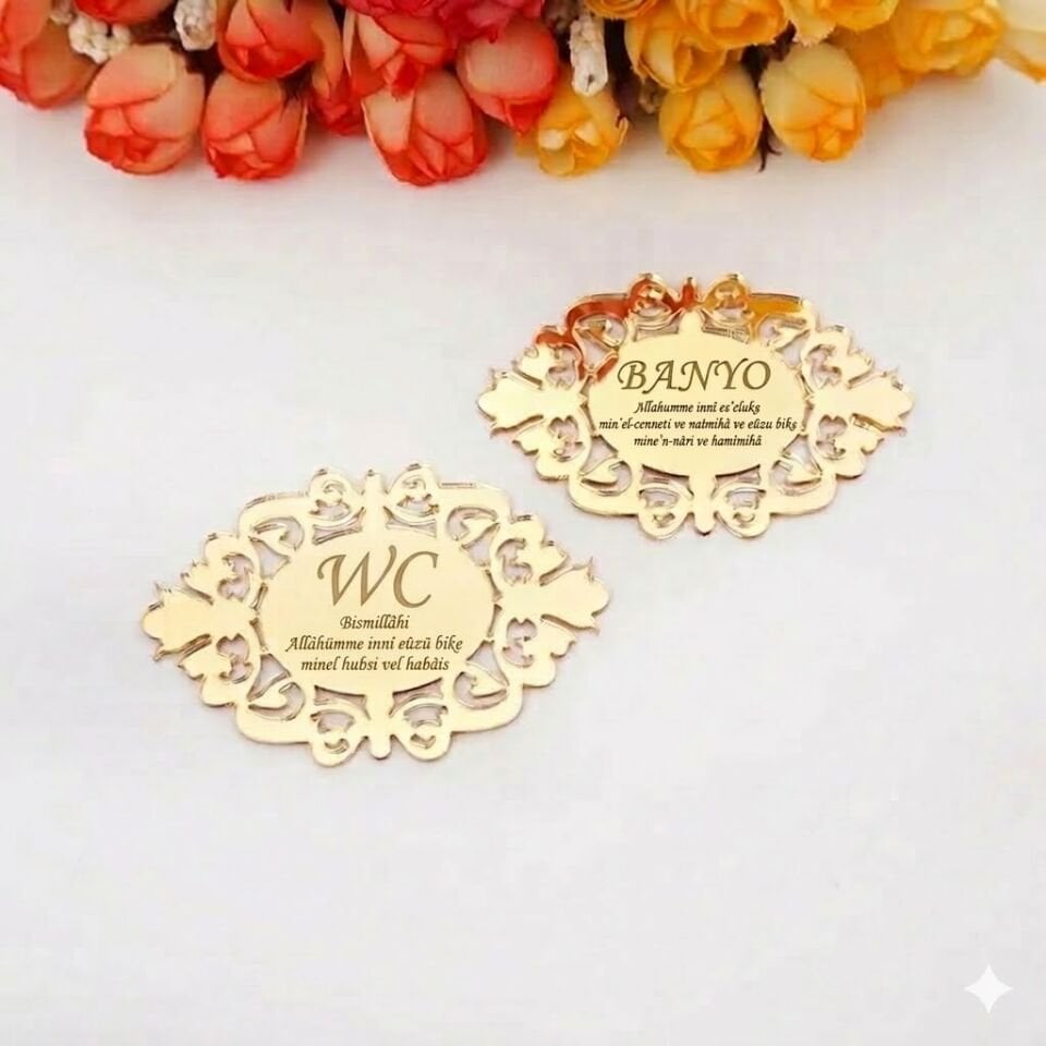 Wc Banyo Yazılı Dualı Kapı Süsü 2'li