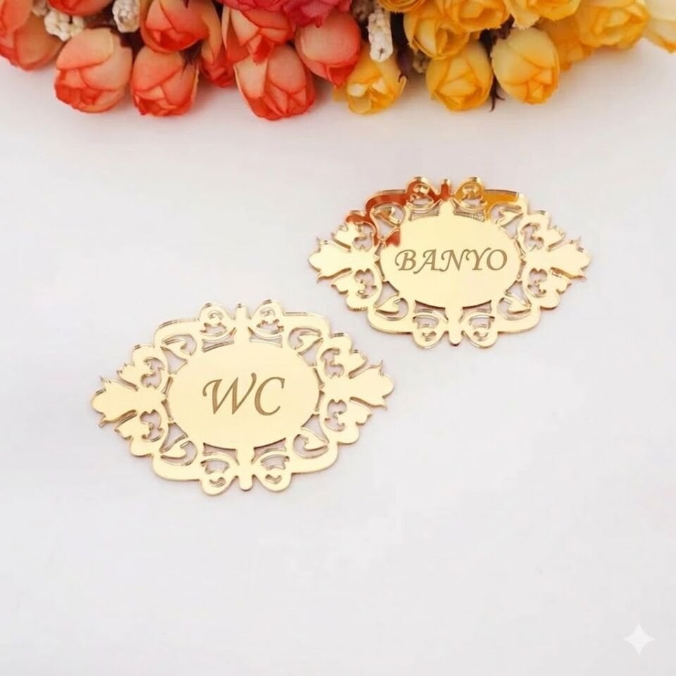 Wc Banyo Yazılı Kapı Süsü 2'li