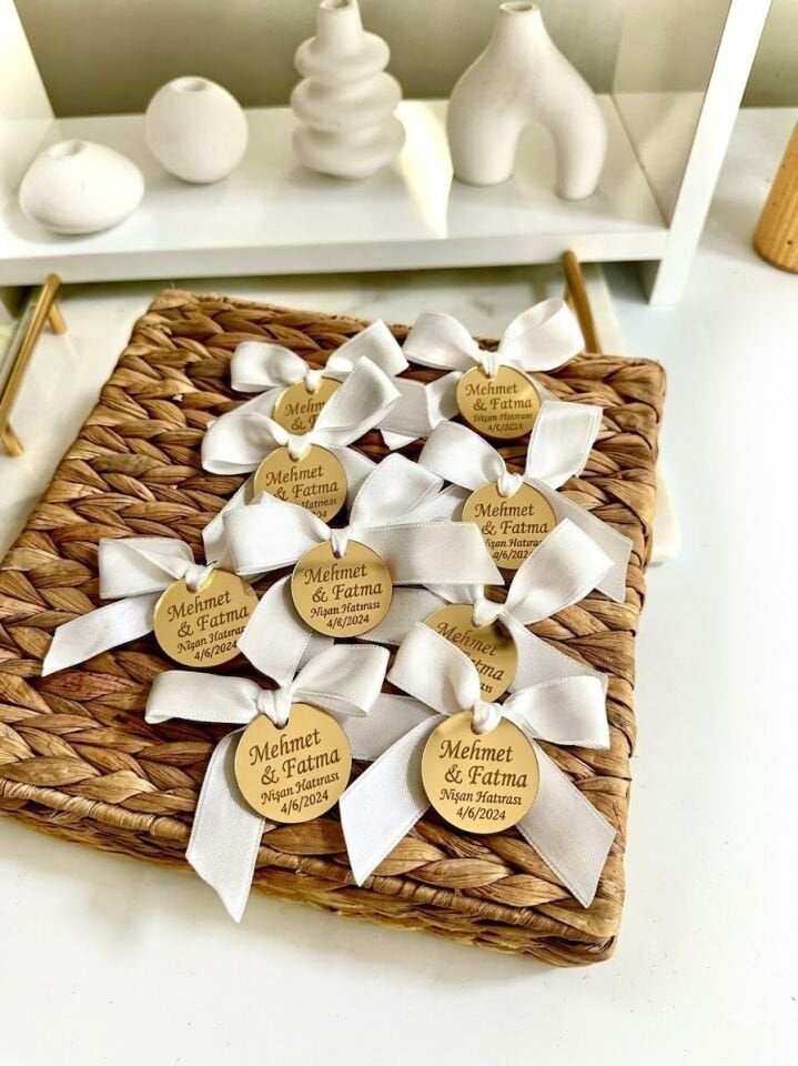 Kişiye Özel Düğün Nİşan İçin Magnet Hediye Etiketi Bohça Süsü 25 Adet