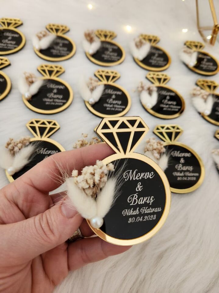 Düğün Nikah Nişan Hatıra Magneti Dağıtmalık Magnet 25 Adet