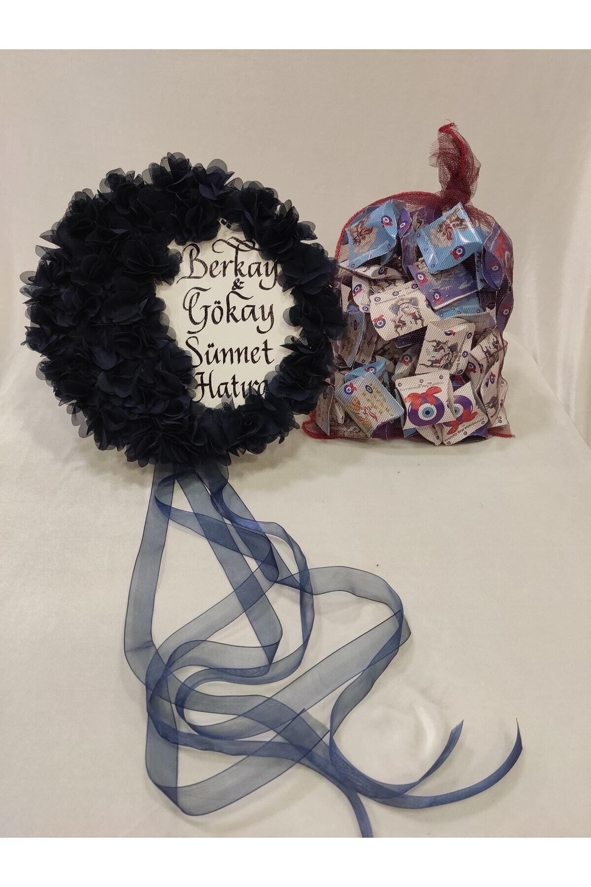 Sünnet Kınası Deri Isme Özel Lacivert Kına Tefi Ve 100 Lü Sünnet Kınası