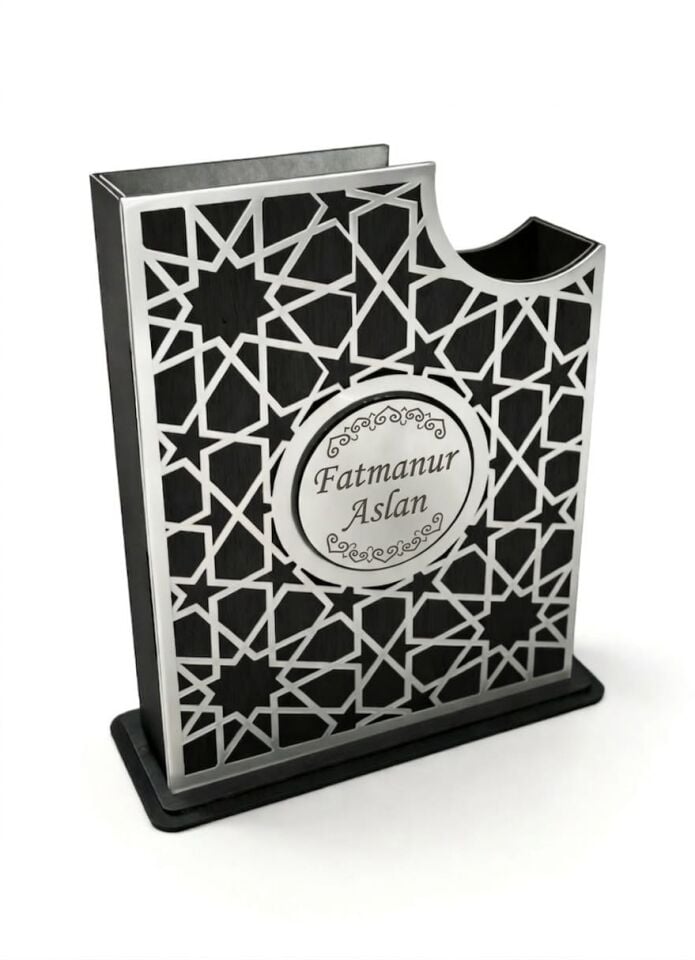 Kişiye Özel Kuran'ı Kerim Kılıfı Kur'an Kabı Çantası Siyah Gri 17*25 Ölçüde