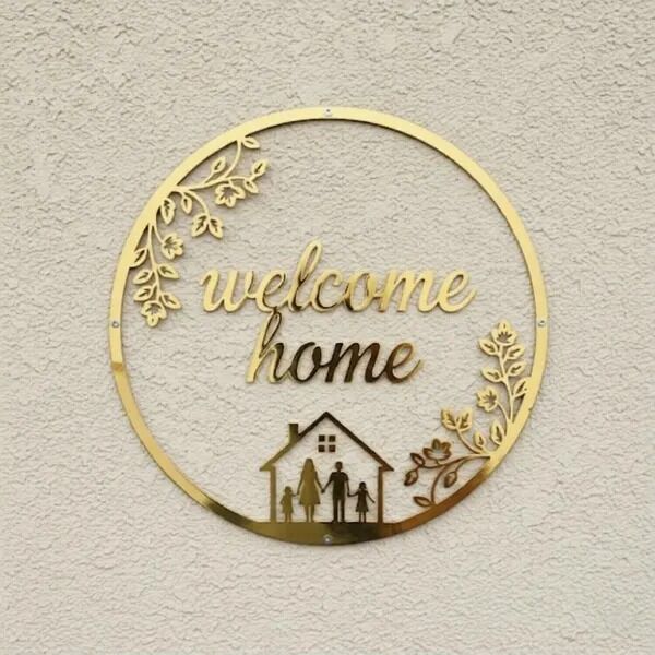 Welcome Home Yazılı Kapı Süsü Kapı Aksesuarı Duvar Süsü