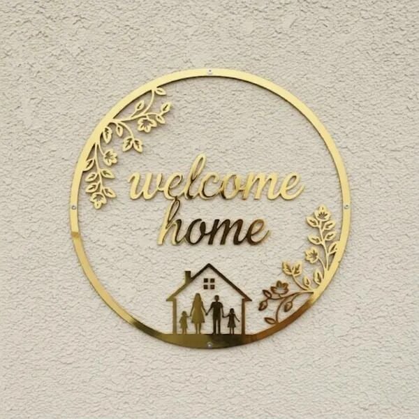 Welcome Home Yazılı Kapı Süsü Kapı Aksesuarı Duvar Süsü