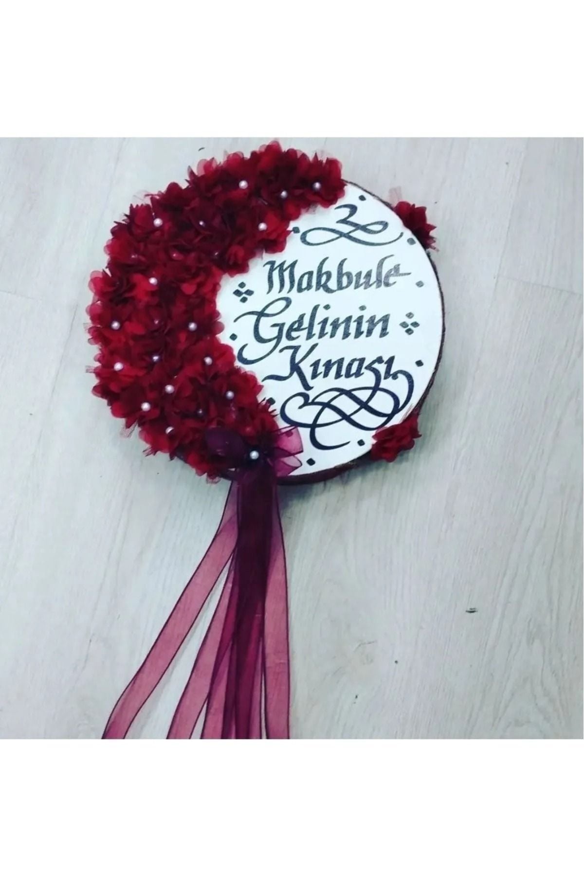 İsme Özel Deri Tef Kına Tefi Lazer Gül Süslenmiş Gelin Tefi 30 Cm Vurmalı Çalgı Müzik Aleti Def Bordo
