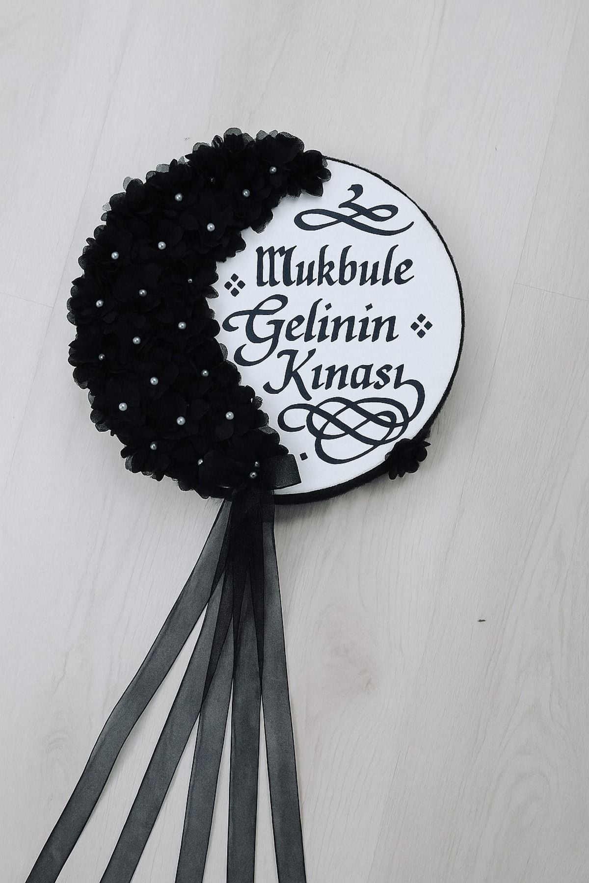 İsme Özel Deri Tef Kına Tefi Lazer Gül Süslenmiş Gelin Tefi 30 Cm Vurmalı Çalgı Müzik Aleti Def Siyah