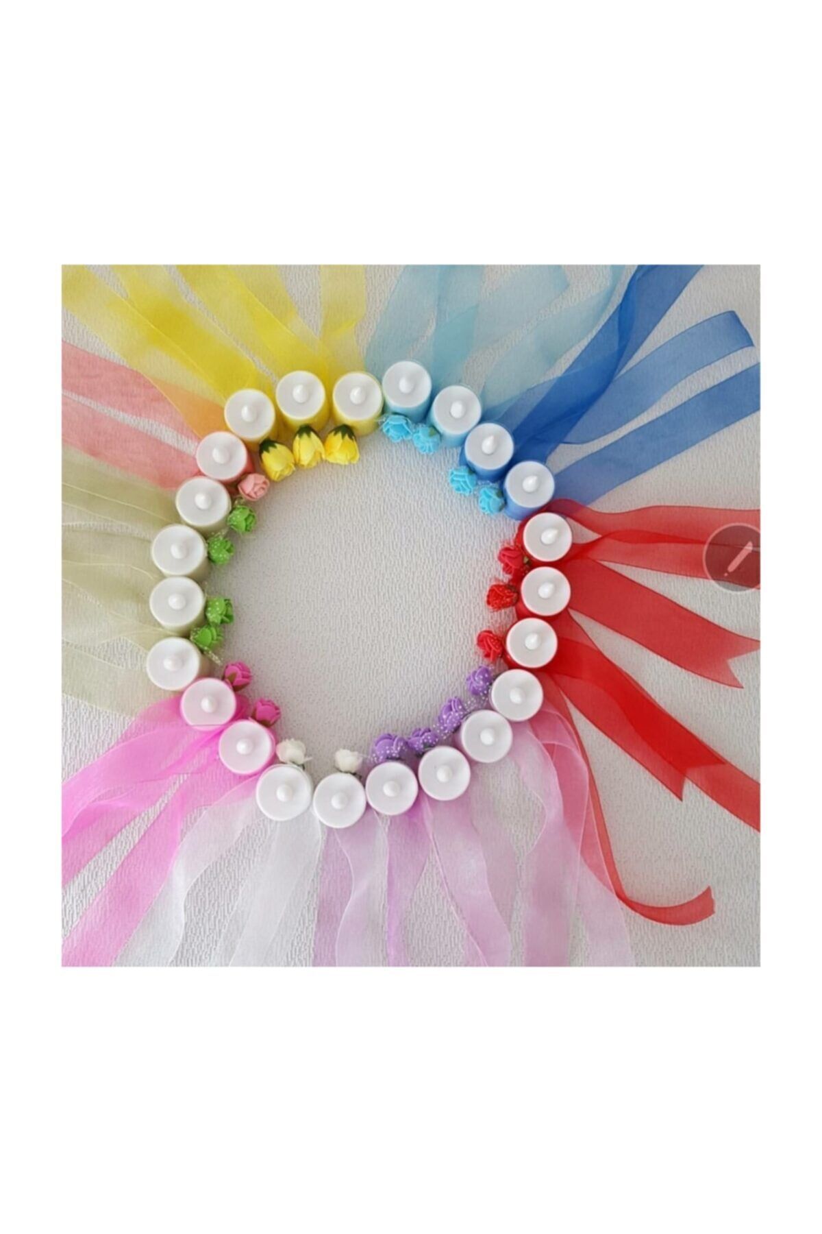 12 Adet Güllü Kına Gecesi Çayda Çıra Led Mum Kırmızı