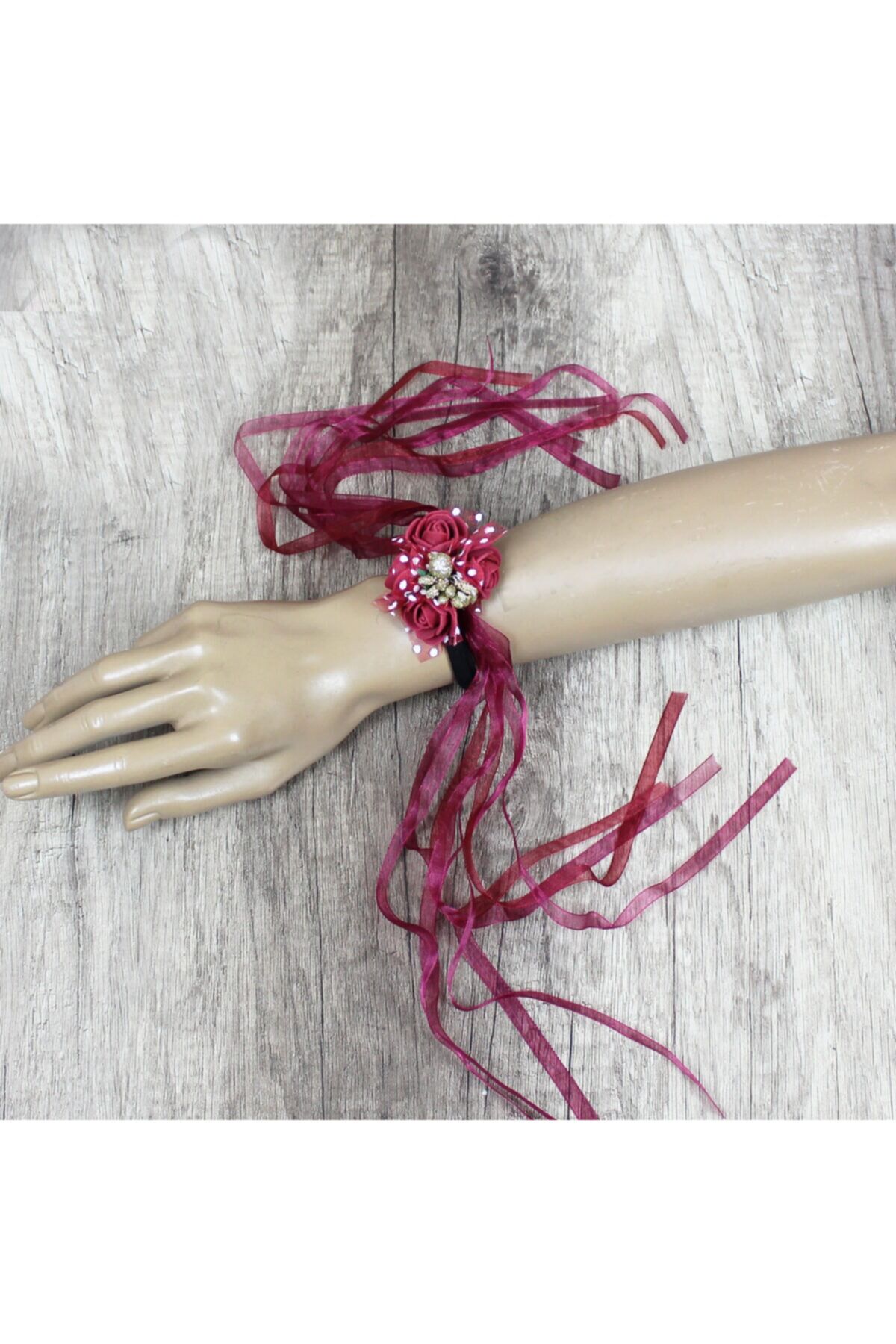 12 Li Lastikli Nedime Bilekliği Bordo