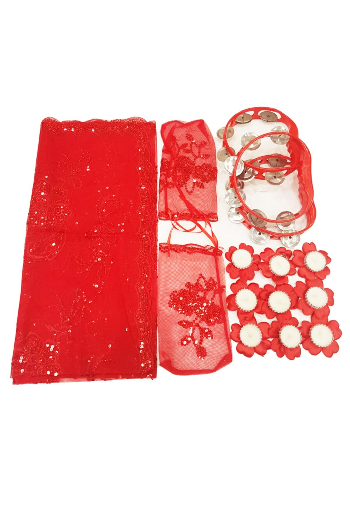 Kına Malzemeleri Allık Pullu Duvak Seti 20 Parça Gelin Duvak Seti