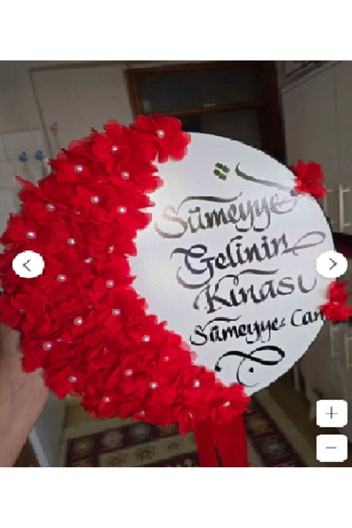 Isme Özel Deri Tef Kına Tefi Lazer Gül Süslenmiş Gelin Tefi 30 Cm Vurmalı Çalgı Müzik Aleti Def Kırmızı