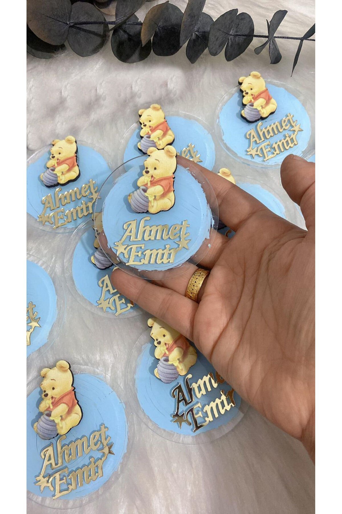 Şeffaf Pleksi Ayıcık Figürlü Magnet Bebek Hatırası Magnet 15 adet