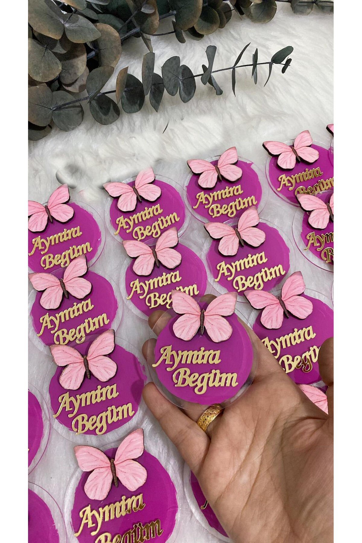 Şeffaf Pleksi Kelebek Figürlü Magnet Bebek Hatırası Magnet 15 adet