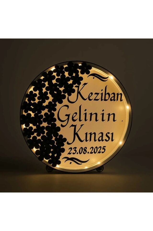 İsimli Ledli Gelin Tefi 3Boyut Taşlı Kına Nedime Bride Parti Defi Çalgılı Alet Zilli Şeffaf Def Siyah