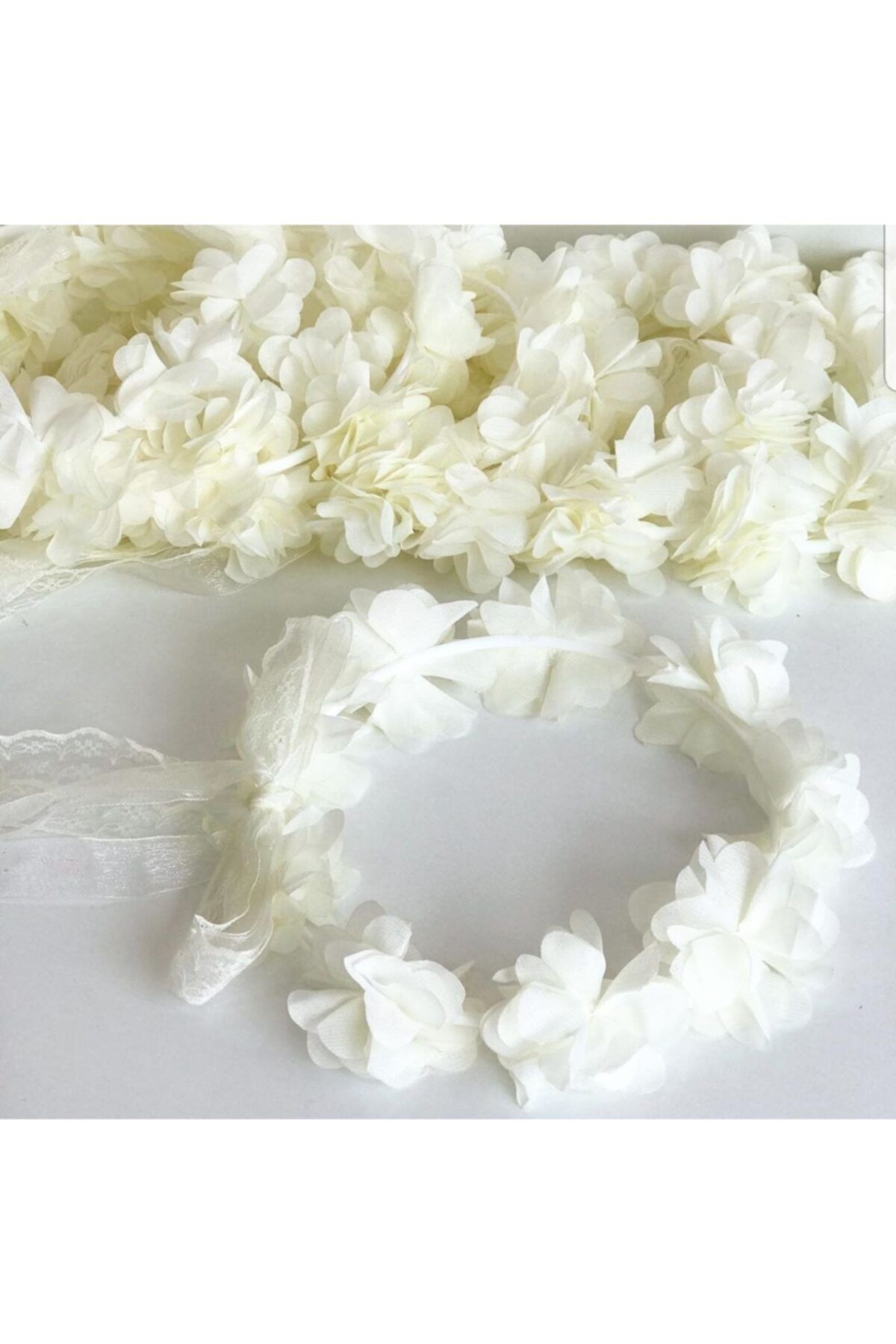 5li Yuvarlak Nedime Tacı Lazer Kesim Çiçekli Kına Nedime Tacı Ekru
