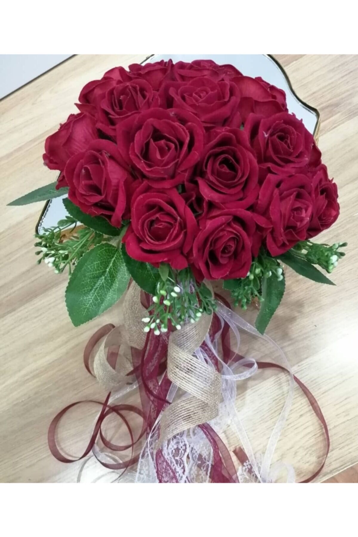 Gerçek Görünümlü Yapay Gül Buketi Gelin Buketi Gelin El Çiçeği Düğün Nikah Çiçeği