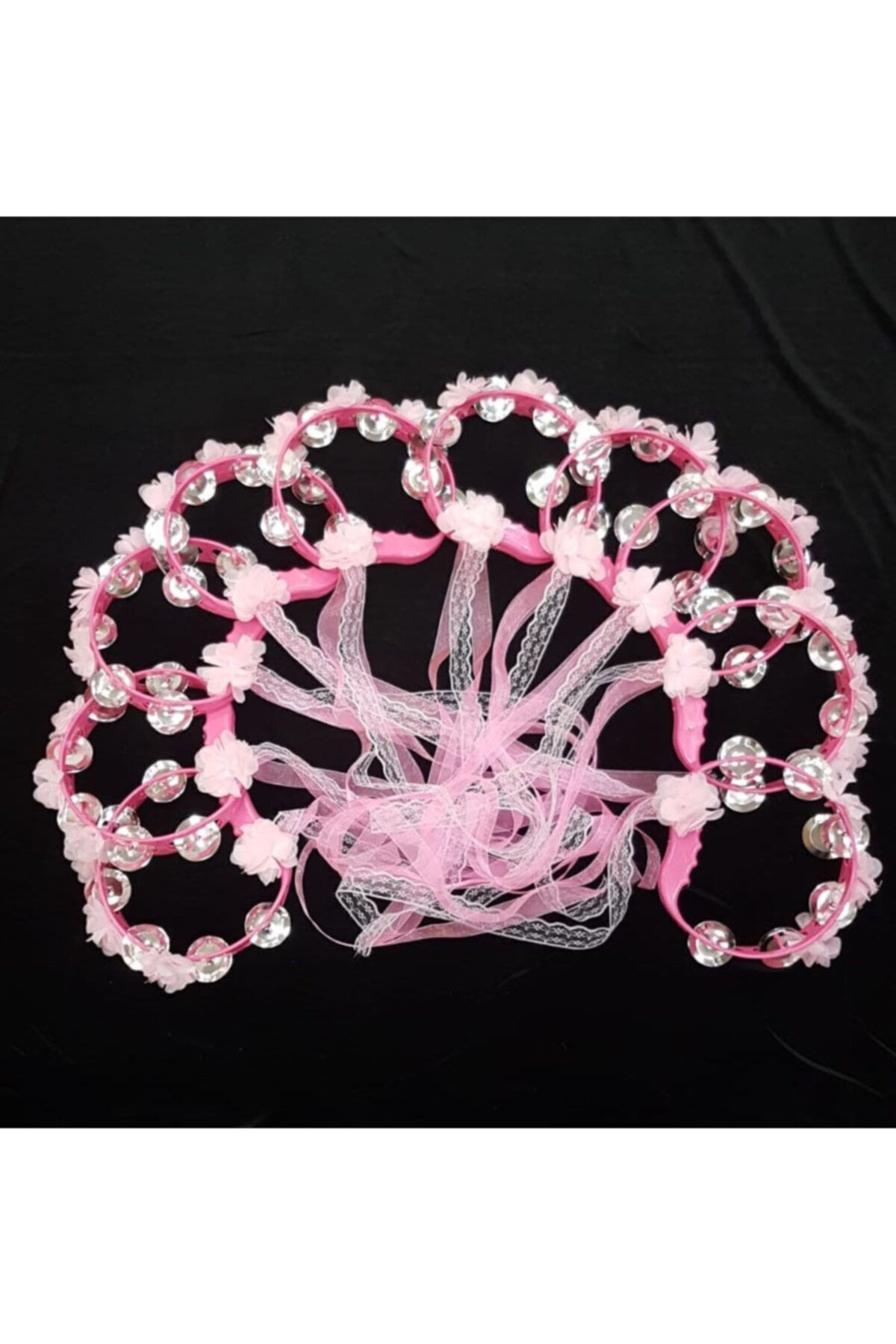 Tef Kına Gecesi Kına Malzemesi Lazer Güllü Kurdaleli Def 10 Adet Pembe