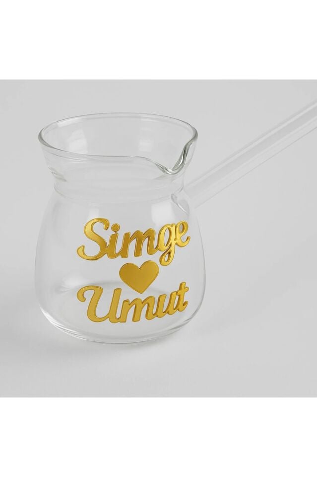 İsimli Damat Cevzesi İsimli Söz Nişan Cezvesi Kabartma Yazılı Pleksili Isıya Dayanıklı Cam Cezve