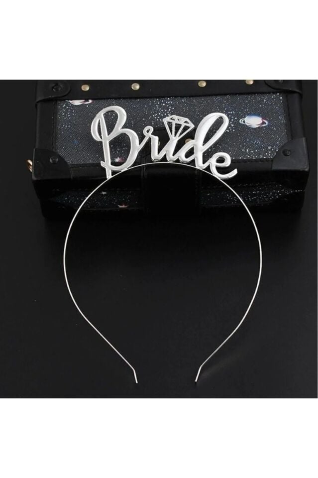 Bride Yazılı Metal Taç  Bekarlığa Veda Partisi Konsepti Kaliteli Taç Gri