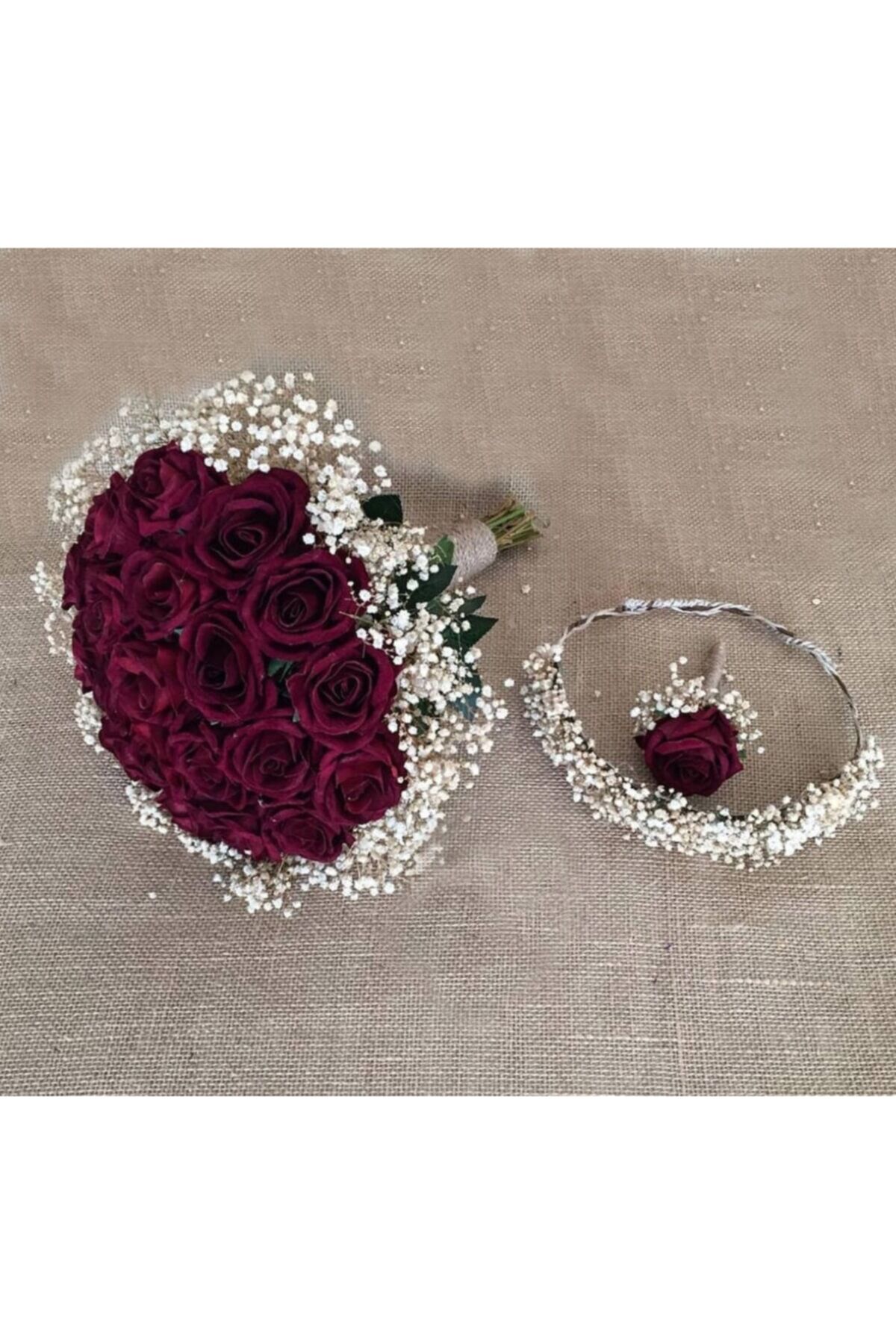 Gerçek Görünümlü Yapay Gül Buketi Gelin Buketi Gelin El Çiçeği Düğün Nikah Çiçeği