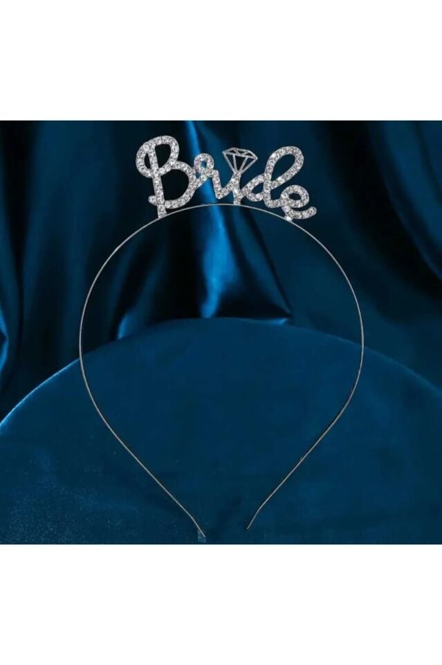 Bride Yazılı Metal Taşlı Model Taç Bekarlığa Veda Partisi Konsepti Kaliteli Taç Gümüş