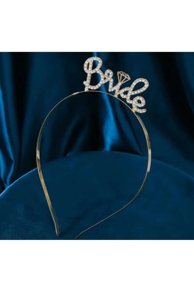 Bride Yazılı Metal Taşlı Model Taç Bekarlığa Veda Partisi Konsepti Kaliteli Taç Gold