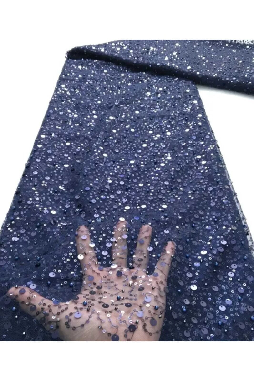 Abiye Kumaş Düğün Nikah Kına Nişan Abiye Kumaş 1 Metre Lacivert