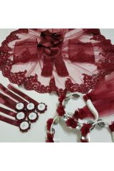 Gelin Duvağı,gelin Kuşağı,süslü Tef Ve Süslü Led Mum Seti