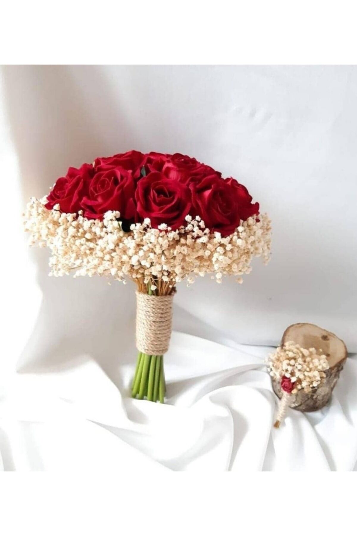Gerçek Görünümlü Yapay Gül Buketi Gelin Buketi Gelin El Çiçeği Düğün Nikah Çiçeği