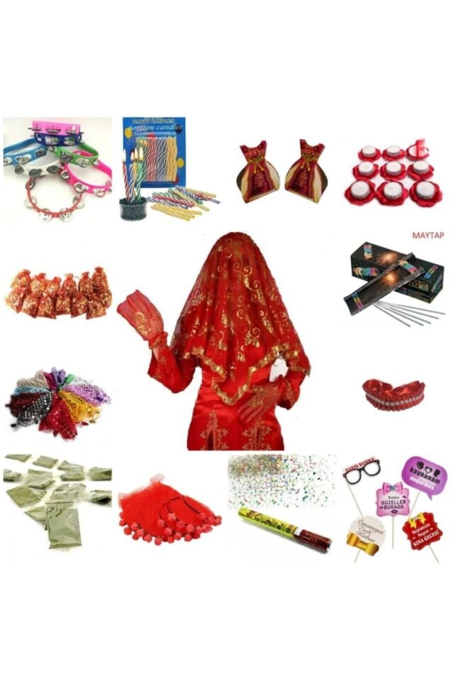 Kına Gecesi Kına Seti 424 Parça Kırmızı Kına Paketi