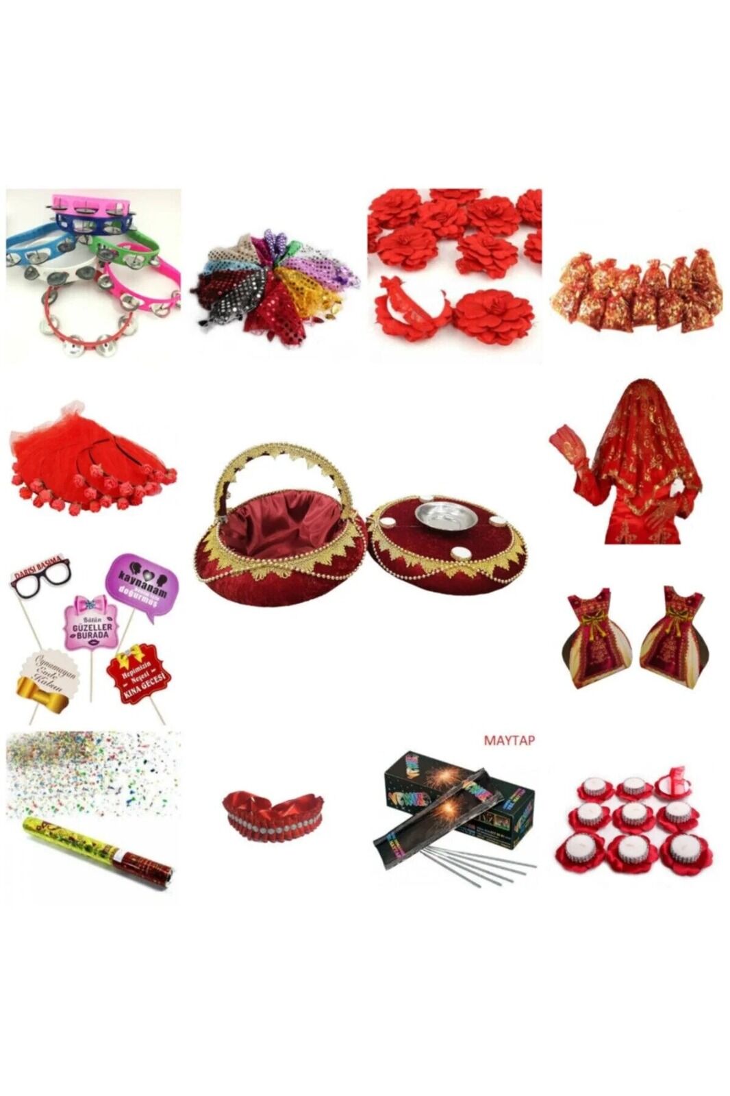 Kına Gecesi Kına Seti 416 Parça Kırmızı Kına Paketi