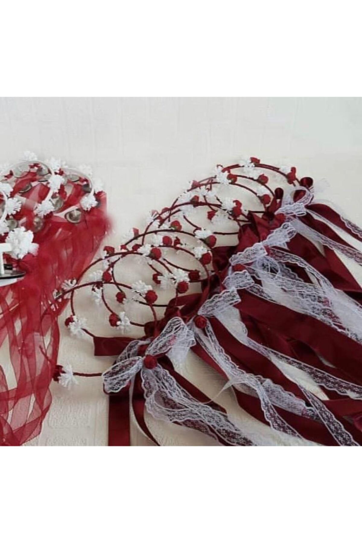 Nedime Tacı Kına Tacı Kırmızı 5 Ad Lohusa Tacı Ve 5 Adet Tef