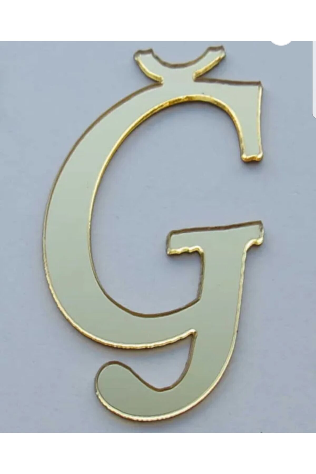 Yapışkanlı Pleksi Harf Gold Ğ Harfi 4cm Çapında 1 Adet